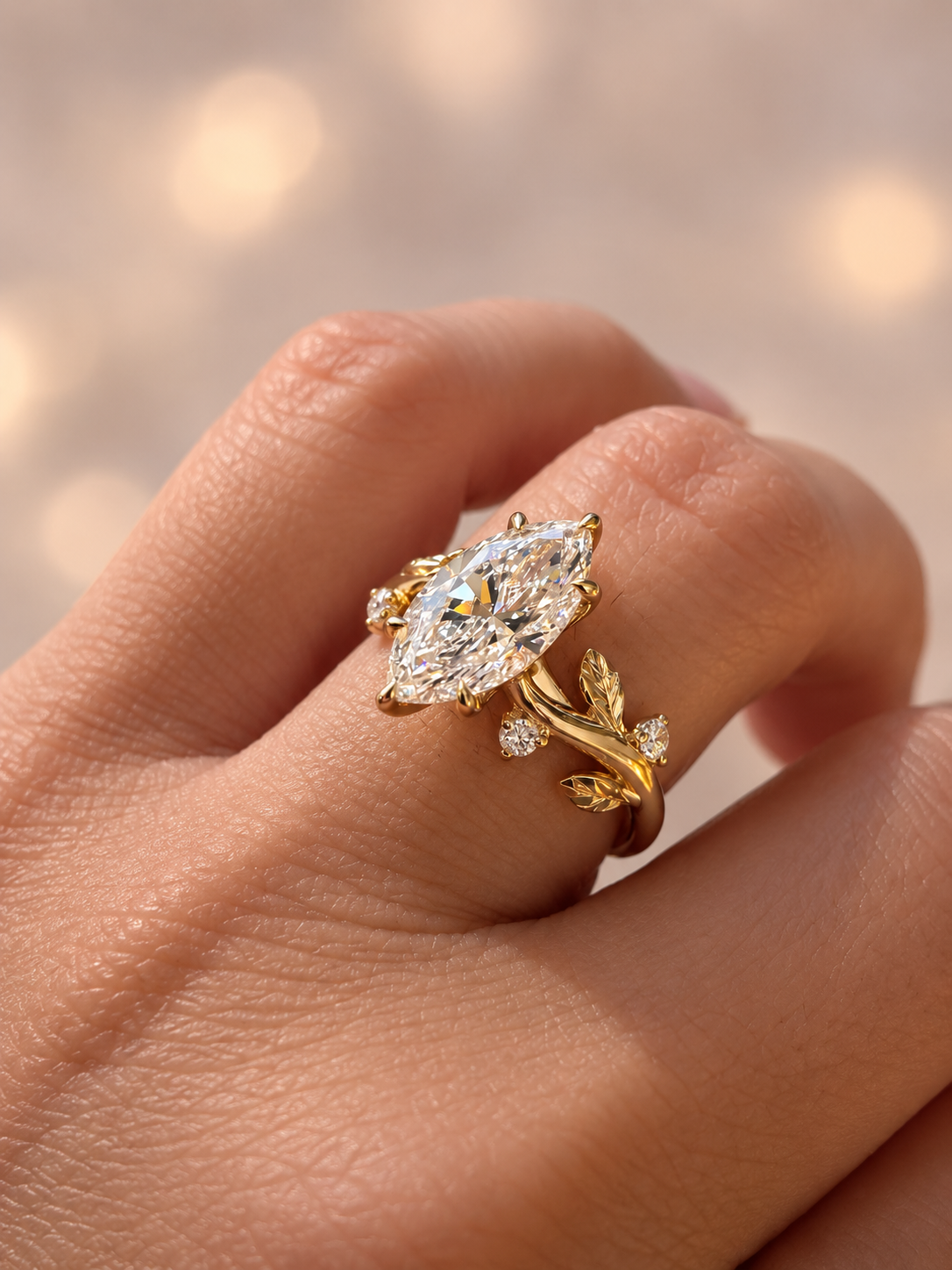 2.21 Carat Marquise Nature Inspired Engagement Ring